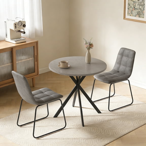 31.7" Round Dining Table Set for 2,3-Piece Modern Round Dining Set,Small Dinette Sets for Living Room, Dining Room, Kitchen