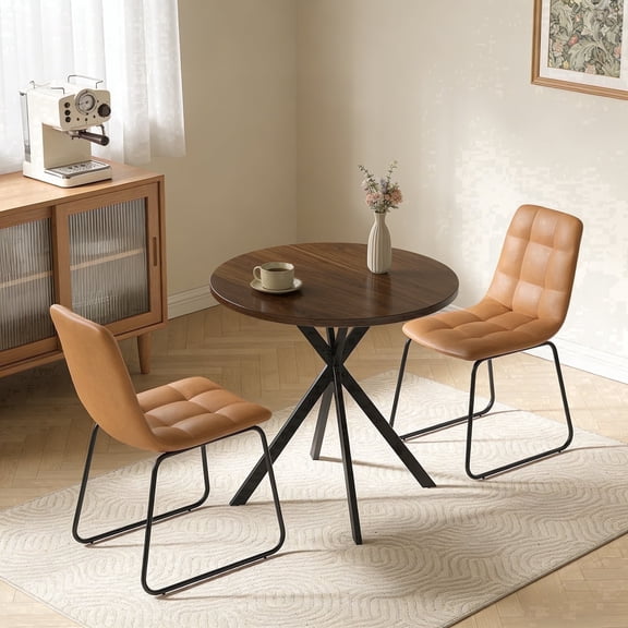 31.7" Round Dining Table Set for 2,3-Piece Modern Round Dining Set,Small Dinette Sets for Living Room, Dining Room, Kitchen