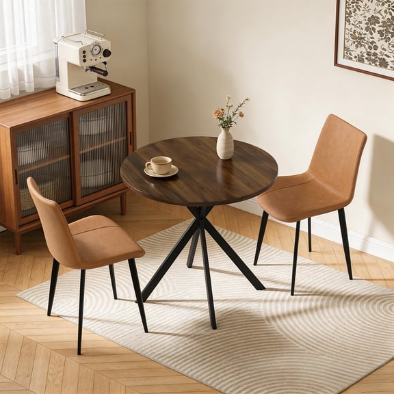 31.7" Round Dining Table Set for 2,3-Piece Modern Round Dining Set,Small Dinette Sets for Living Room, Dining Room, Kitchen