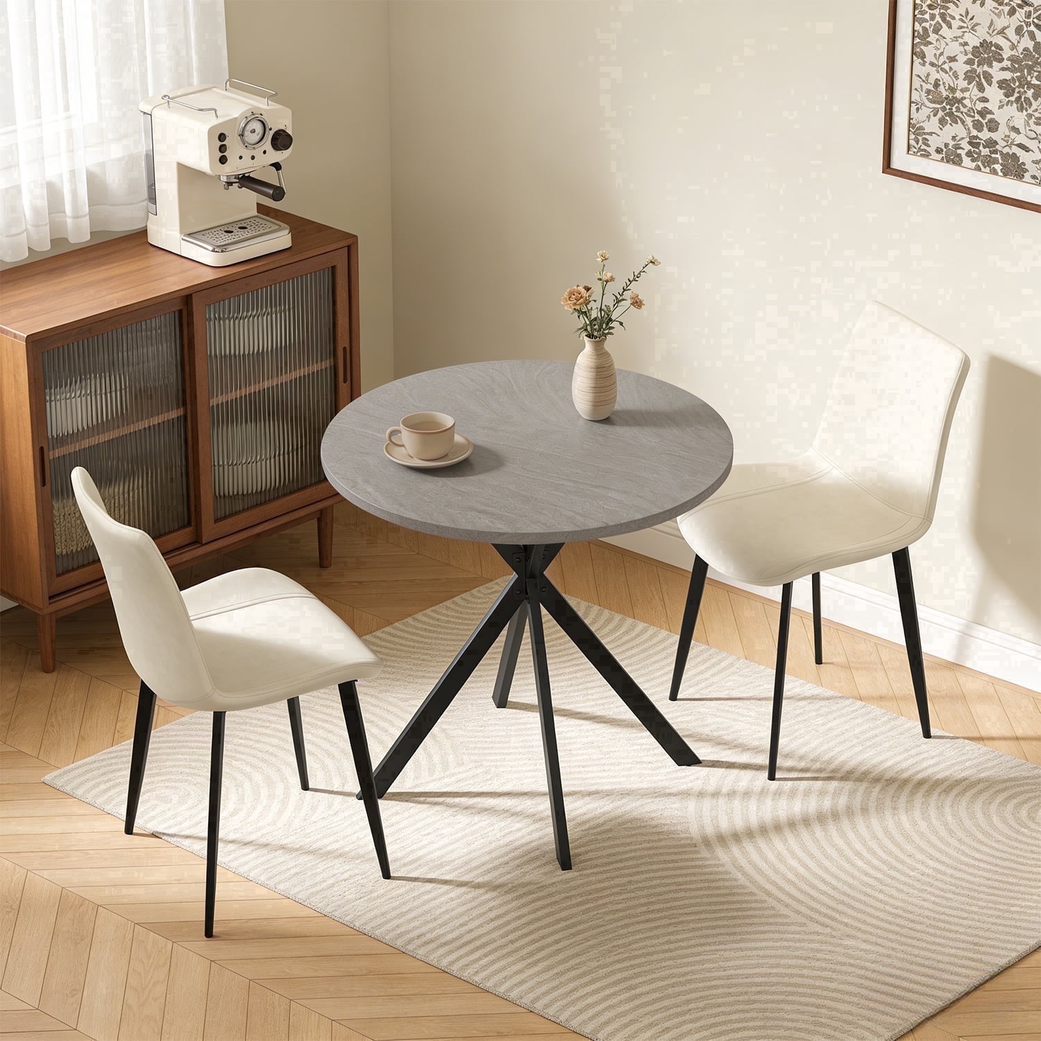 31.7" Round Dining Table Set for 2,3-Piece Modern Round Dining Set,Small Dinette Sets for Living Room, Dining Room, Kitchen