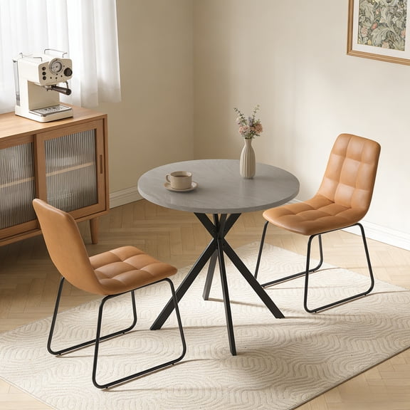 31.7" Round Dining Table Set for 2,3-Piece Modern Round Dining Set,Small Dinette Sets for Living Room, Dining Room, Kitchen