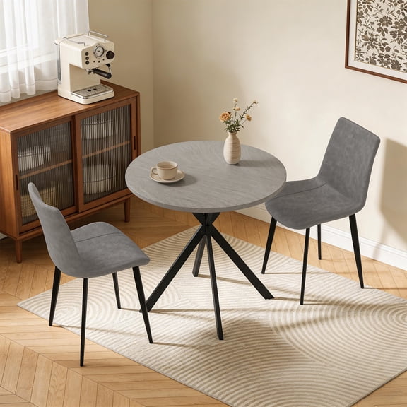 31.7" Round Dining Table Set for 2,3-Piece Modern Round Dining Set,Small Dinette Sets for Living Room, Dining Room, Kitchen