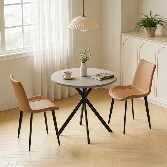 31.7" Round Dining Table Set for 2,3-Piece Modern Round Dining Set,Small Dinette Sets for Living Room, Dining Room, Kitchen