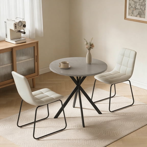 31.7" Round Dining Table Set for 2,3-Piece Modern Round Dining Set,Small Dinette Sets for Living Room, Dining Room, Kitchen