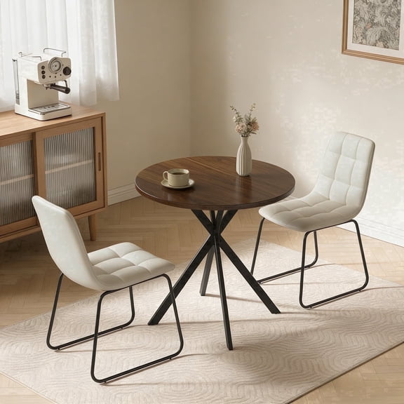31.7" Round Dining Table Set for 2,3-Piece Modern Round Dining Set,Small Dinette Sets for Living Room, Dining Room, Kitchen