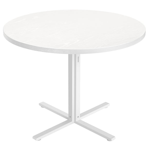 31.5" Round Dining Table for 4 - Farmhouse Kitchen Table with Water-Resistant Top & Steel Frame, White