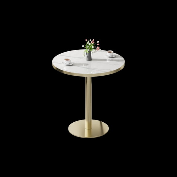 31.5" Round Modern Dining Table - Bistro Tulip Table w/ Faux Marble Top, Sturdy Metal Frame, Easy Assemble