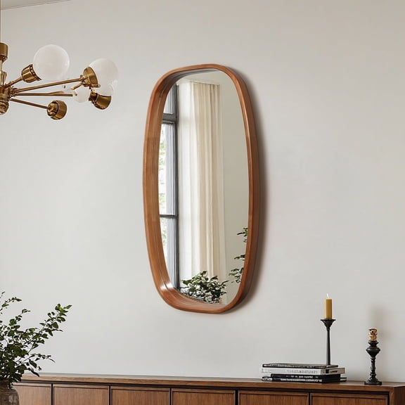 Langford Home 31.5" Rounded Rectangle Pine Wood Wall Mirror