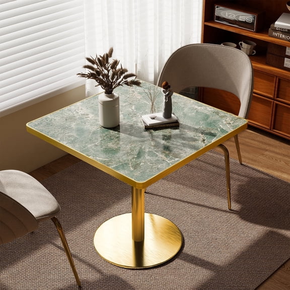 31.5" Sintered Stone Tulip Table for 2-4,Small Dining Table with Metal Pedestal Base,Bistro Table for Diner, Bar, Restaurant, Café, Bakery, Apartment