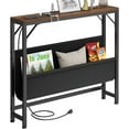 thumbnail image 1 of 31.5'' Small Console Table with Charging Station and Storage, Narrow Sofa Table with Power Outlets, Behind The Couch Table, for Living Room, Foyer, Entryway, Hallway, Rustic Brown, 1 of 7