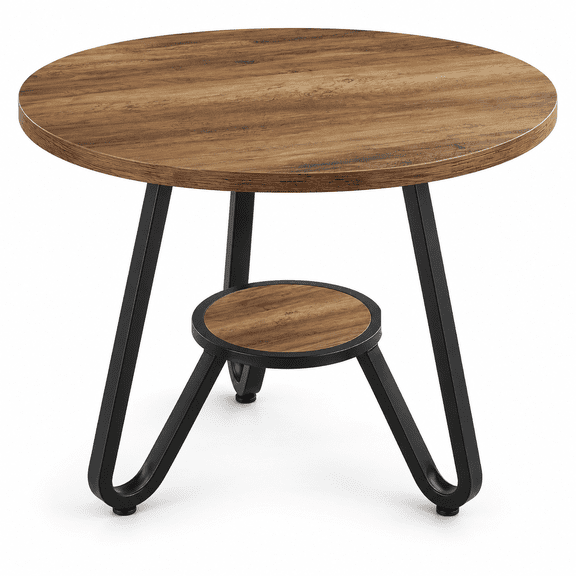 31.5" Small Round Conference Table with Bottom Shelf, Meeting Table for 2-4 People, Compact Office Discussion Table for Conference Room, Home Office and Reception Area