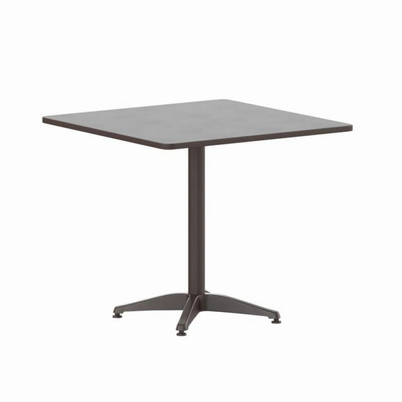 31.5'' Square Bronze Aluminum Commercial Restaurant Dining Table with Metal Base For Indoor or Outdoor Use
