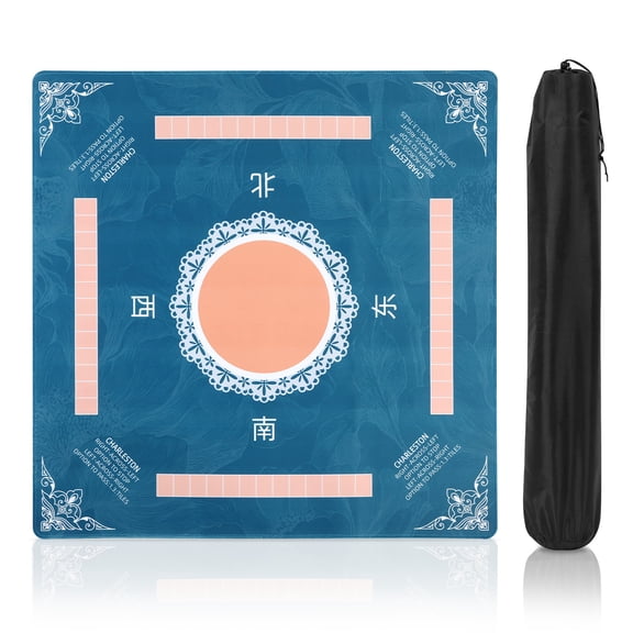 31.5" Square Mahjong Mat with Carry Bag 0.08in Thick Noise Reduction Foldable Printed Mahjong Table Mat with Nonslip Bottom Rubber Table Cover for Home Card Game