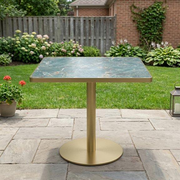 31.5" Square Modern Dining Table with Sintered Stone Top - Luxury Marble Print