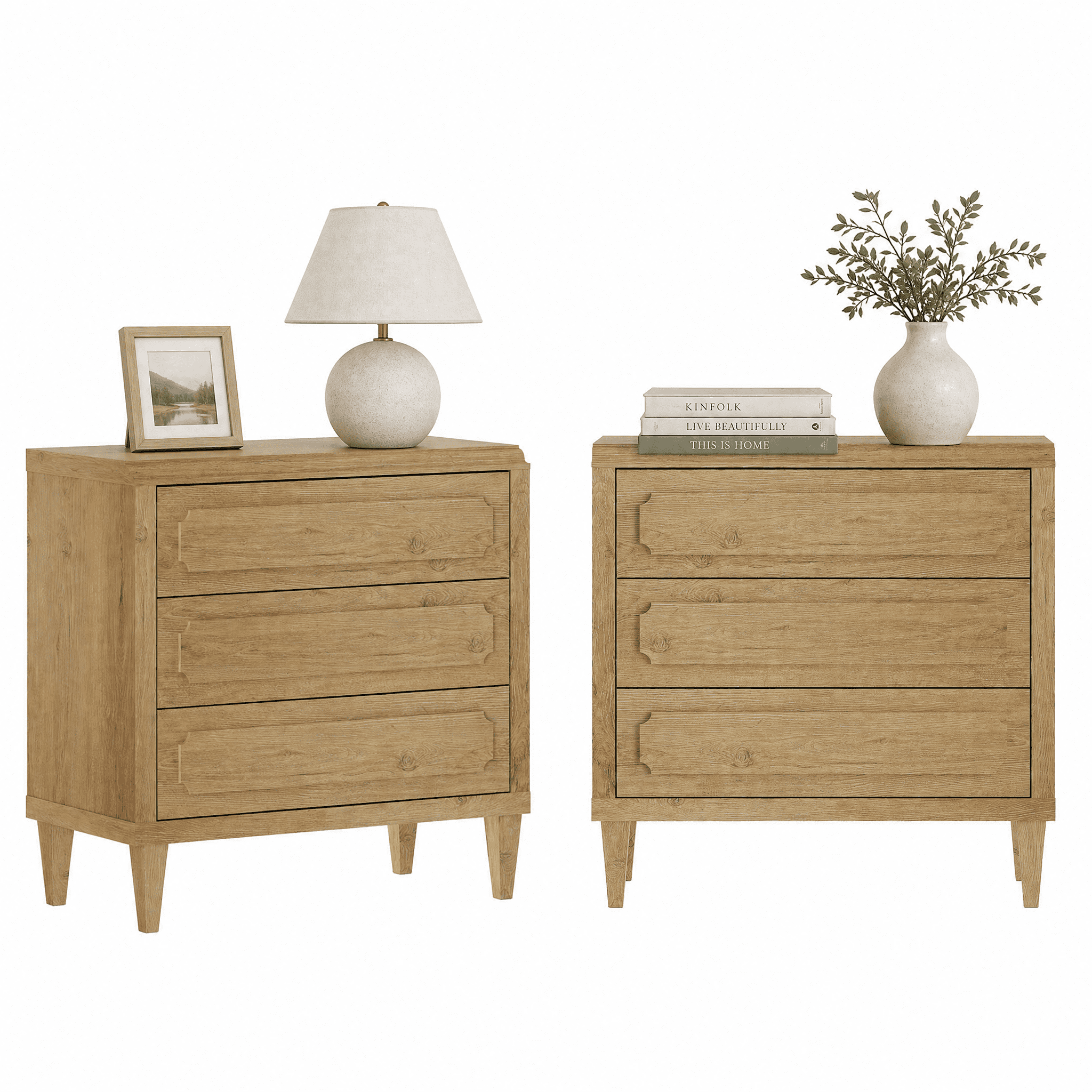 31.5" Tall Nightstand Set of 2 with 3 Drawers, Modern End Table with Storage for Living Room, Bedroom