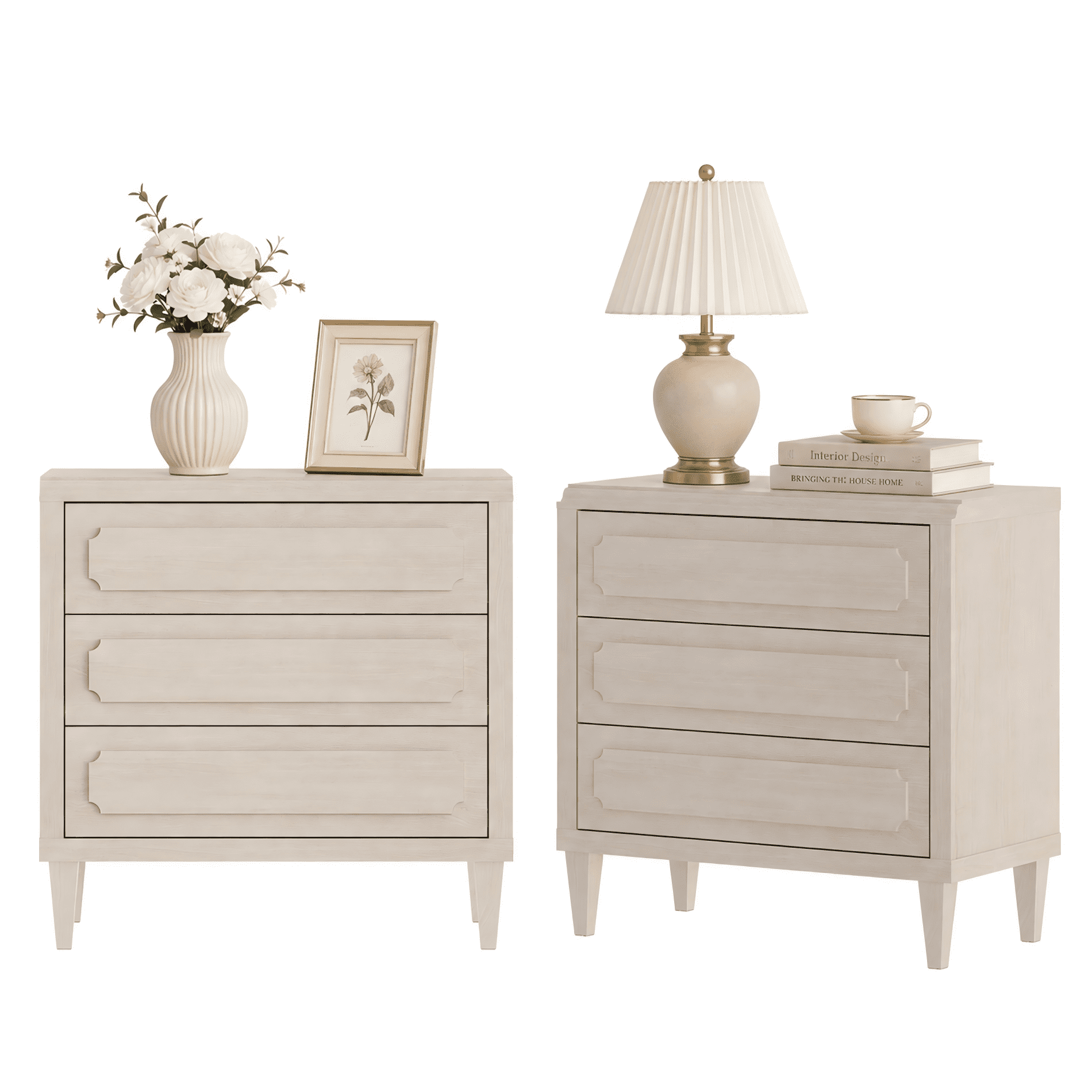 31.5" Tall Nightstand Set of 2 with 3 Drawers, Modern End Table with Storage for Living Room, Bedroom