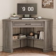 thumbnail image 1 of 31.5" Triangle Corner Office Desk with Drawer and Open Storage Shelves, Farmhouse Computer Desk for Home Office, 1 of 6