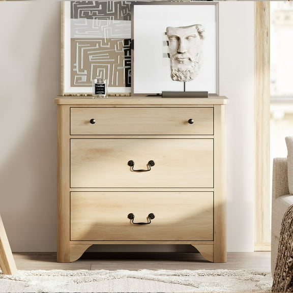 31.5" W 3 Drawer Dresser,Farmhouse End Table for Bedroom