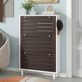 thumbnail image 1 of 31.5''W Accent Shoe Cabinet with Hanging Hooks and 3 Flip Drawers, Free Standing Shoe Rack with Adjustable Panel, Entryway Shoe Organizer for Hallway, Living Room, 1 of 9