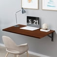 thumbnail image 1 of 31.5" Wall Mounted Folding Table Solid Pinewood Floating Desk Heavy Duty Workbench Computer Bar Dining Table for Laundry Room Small Space Office, Brown, 1 of 7