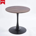 thumbnail image 1 of 31.5" Walnut & Black Tulip Dining Table - Mid-Century Modern Pedestal Table for 2-4 People, 1 of 10
