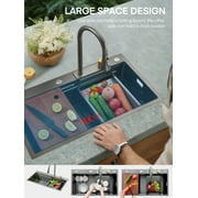 31.5" Waterfall Stainless Steel Kitchen Sink Set with Pull-Down Dual Temperature Control Faucet