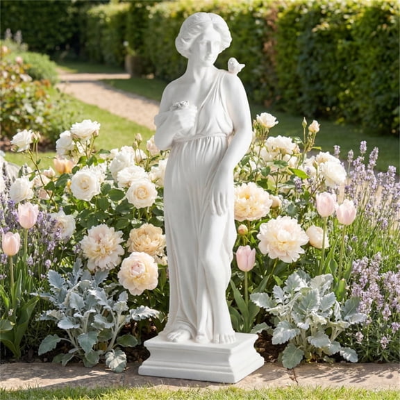 31.5" White Greek Goddess Garden Statue All-Weather Magnesium Oxide Sculpture with Fiber Filaments Handcrafted Decor for Patio Lawn Yard & Indoor Spaces