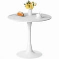 thumbnail image 1 of 31.5 White Round Tulip Table with Modern Marble Painting Top and Sturdy Wooden Pedestal Stand, MDF Accent Dining Table, 1 of 1