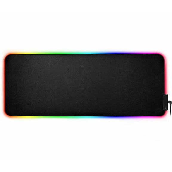 31.5" X 12" Large Mouse Pad, RGB LED Gaming Mouse Pad with Smooth PU Leather & Stitched Edges, Waterproof Large Mouse Mat with Non-Slip Rubber Base for Gamer