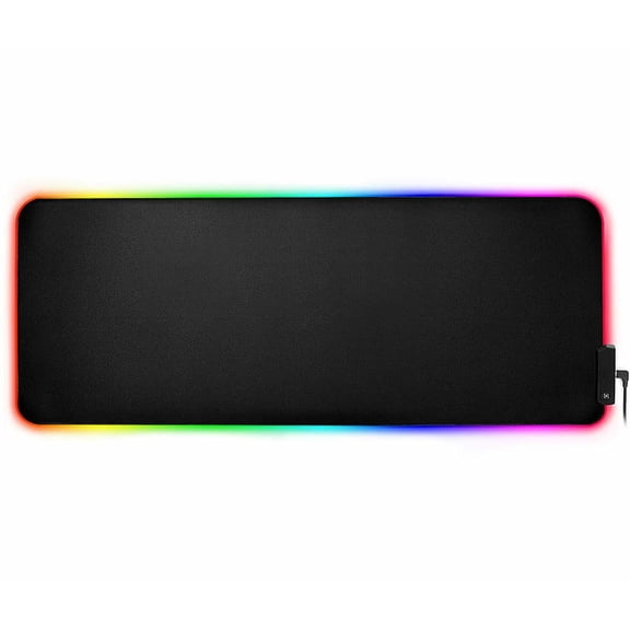 31.5" X 12" Large Mouse Pad, RGB LED Gaming Mouse Pad with Smooth PU Leather & Stitched Edges, Waterproof Large Mouse Mat with Non-Slip Rubber Base for Gamer
