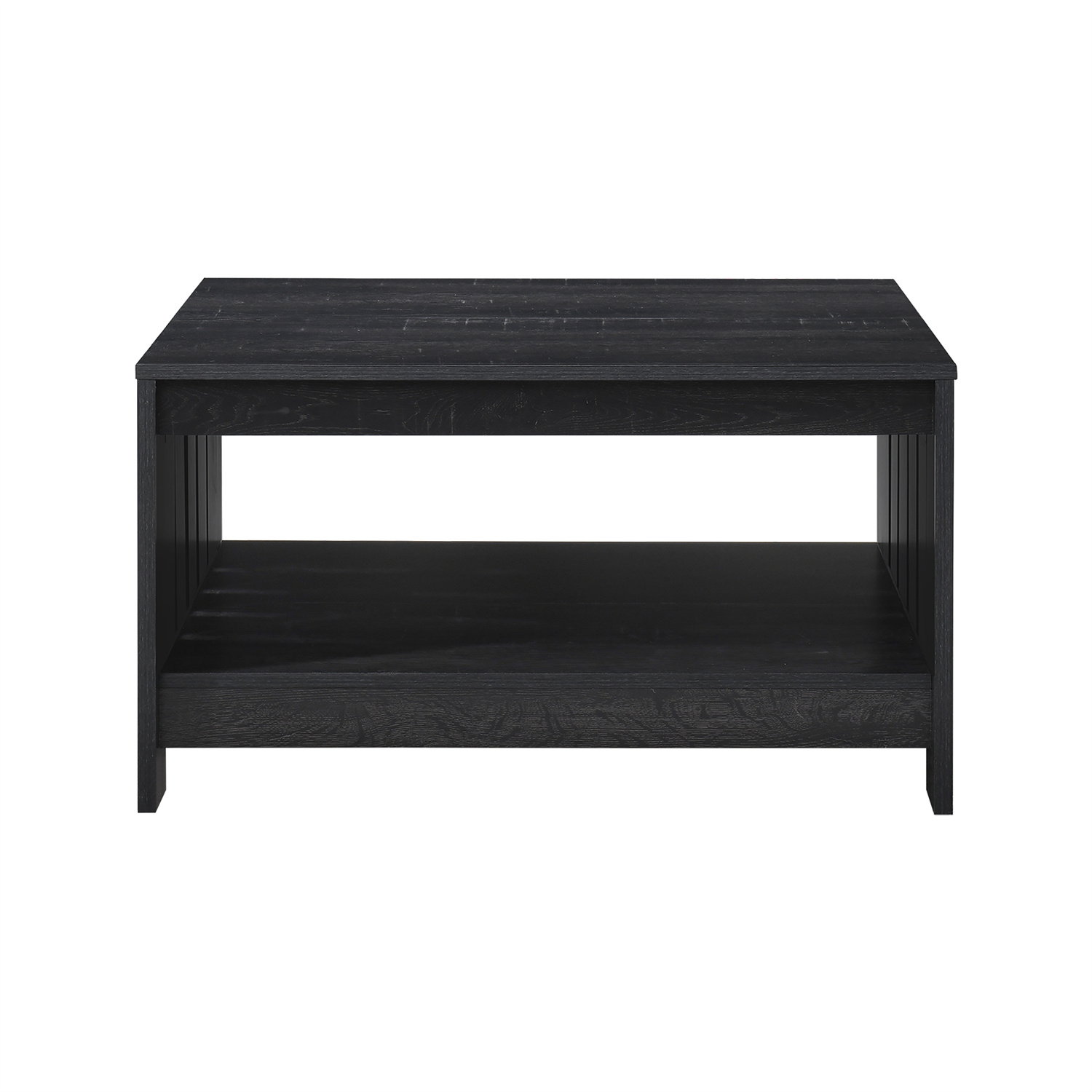 31.5 in. Black Oak Square Wood Coffee Table