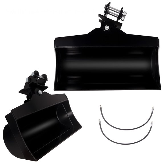31.5 in HighManganese Edge Excavator Tilt Bucket, HeavyDuty CarbonSteel Ditching Bucket, Hydraulic Excavator Attachment for Rough Terrain