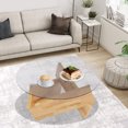 thumbnail image 1 of 31.5 in Modern Side Table with Tempered Glass Top, Round End Table, 1 of 15