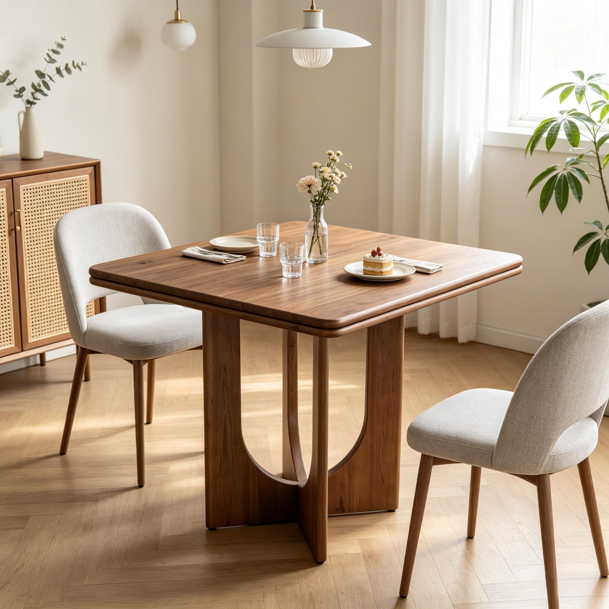 31.5 in Square Wood Dining Table for 2 to 4 People, Kitchen Table