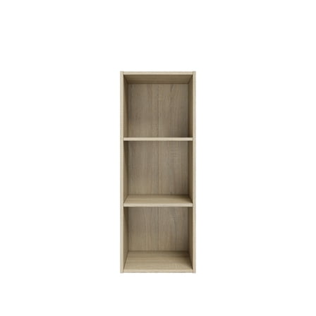 31.5 in. Tall Natural Oak Wood 3-Shelf Etagere Bookcase