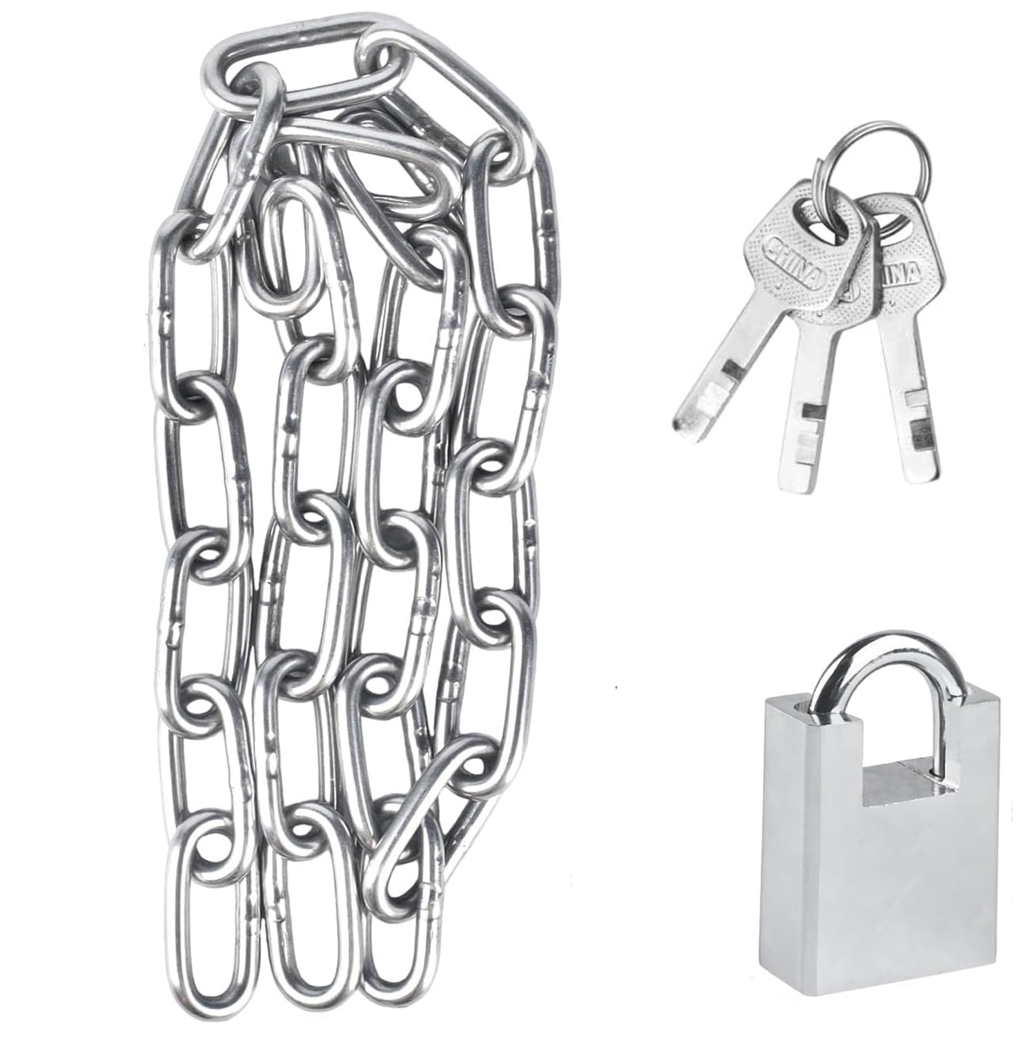 31.5 inch/0.8 Meter Bicycle Chain Lock,Security Chain Lock,Bike Chain Lock,Stainless Steel Chain with Anti-Cut Padlock and Key for Door, Fence, Scooter Lock, Anti-Theft Protection