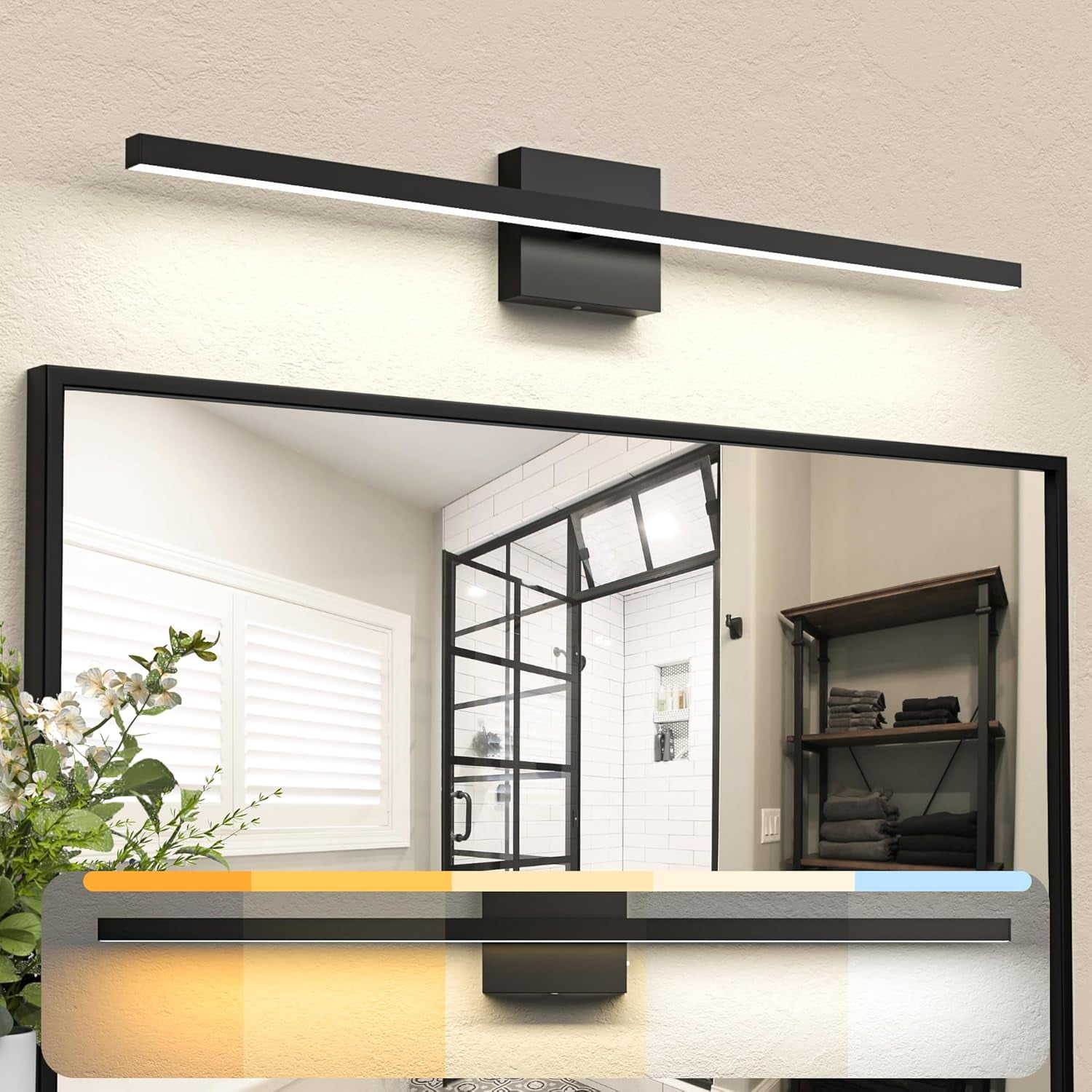 Modern Black Vanity Light – 23.62" Dimmable LED Bathroom Sconce With 5 Color Temperatures