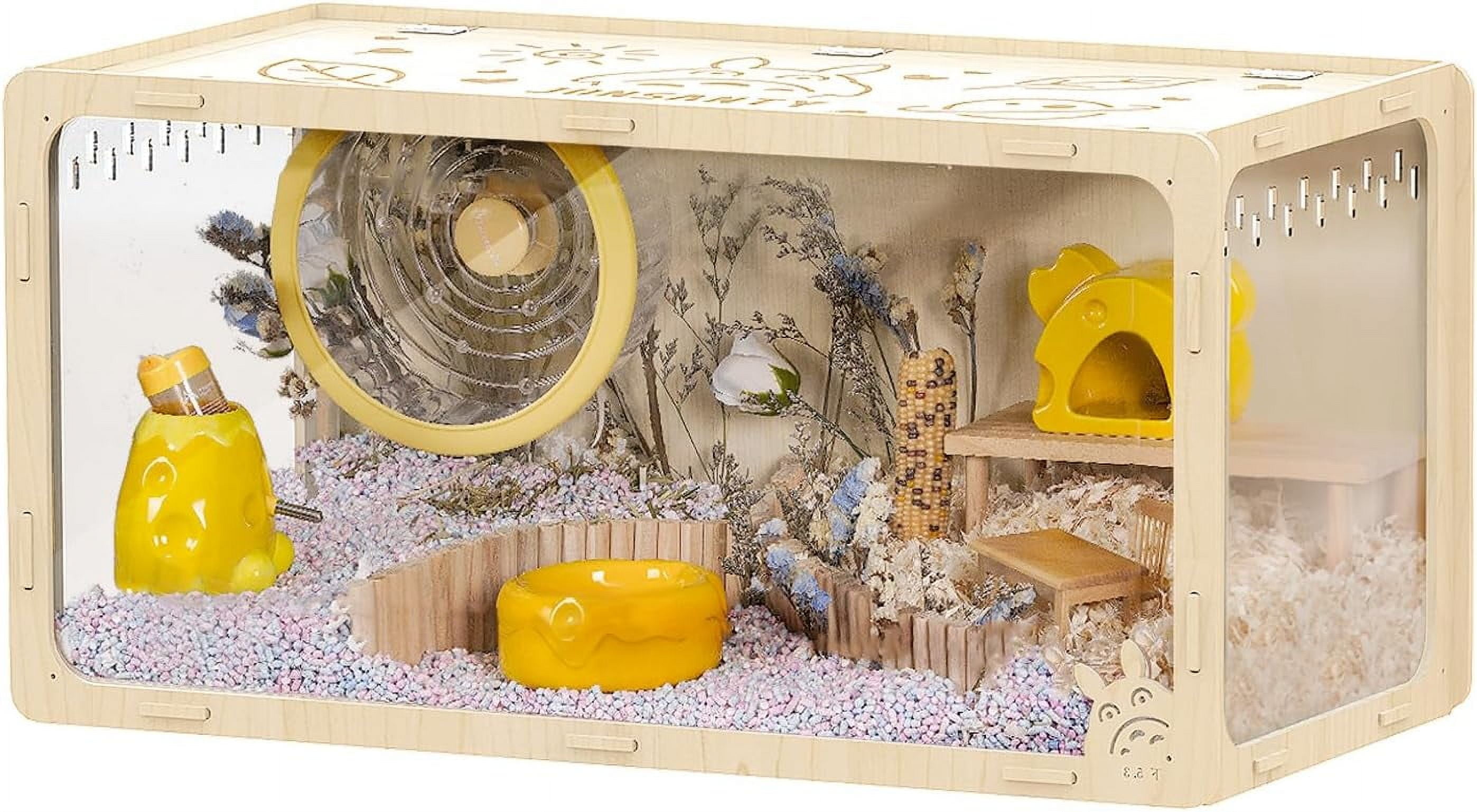 Picture of 31.5 inch Wooden Hamster Cage, Large Habitat, Openable Top, Transparent ...