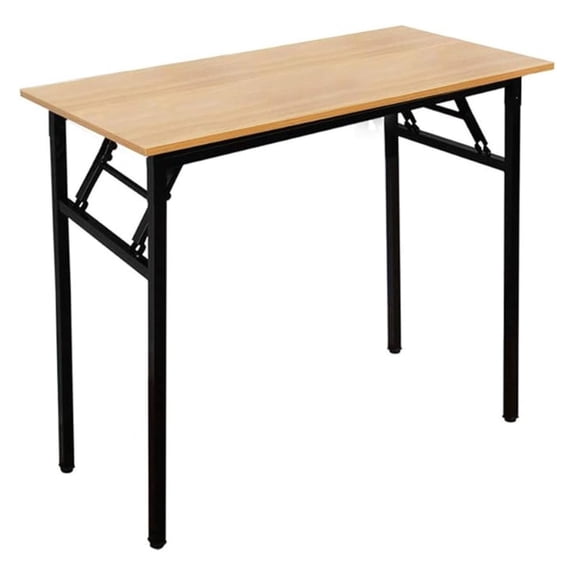 31.5 inches Computer Desk for Small Space, Small Folding Table Writing Compact Foldable Desk, No Install Needed, Teak Black