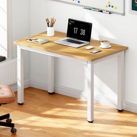 31.5 inches Small Computer Desk for Home Office Activity Table Writing Table for Small Spaces Study Table Student Laptop Desk Teak and White -AC3TW-8040