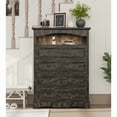 thumbnail image 1 of 31.5"W 4 Drawers Dresser With Led Light, French Country Chest of Drawers for Bedroom, Wood Rustic TV Stand for Living Room, White/ Lvory/Dark Rustic Oak, 1 of 8