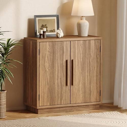 31.5'' wOOD sIDEBOARD cABINET, sMALL sIDEBOARD bUFFET WITH aDJUSTABLE sHELF, mODULAR cREDENZA aCCENT sTORAGE cONSOLE cABINET WITH 2 mAGNETIC dOORS FOR eNTRYWAY, lIVING rOOM, kITCHEN, wALNUT