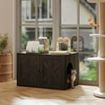 thumbnail image 1 of 31.5" x 19.3" x 19.7" Farmhouse Corner Litter Box Enclosure, Engineered Wood Hidden Kitty Litter Furniture, Discreet Litter Box Furniture for Bedroom, Living Room, Black, 1 of 14