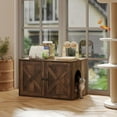 thumbnail image 1 of 31.5" x 19.3" x 19.7" Farmhouse Design Decorative Litter Box Enclosed, Engineered Wood Cat Litter Box Furniture Hidden, Hidden Litterbox Enclosed for Living Room, Bedroom, Brown, 1 of 7