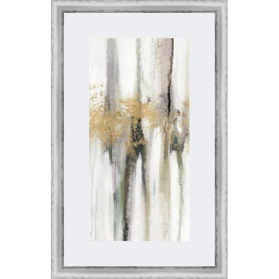 31.5 x 19.5 in. Falling Gold Leaf II, Framed Fine Art Print with Glass - Silver