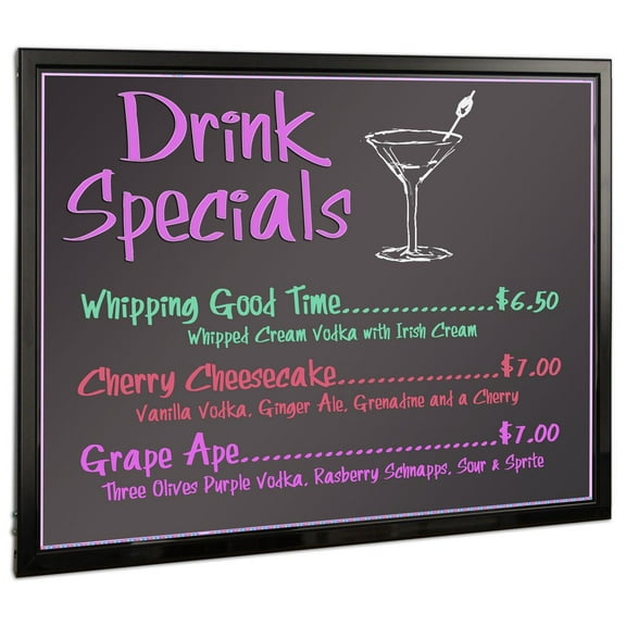 31.5 x 23.75 inch LED Writing Board with 17 Flashing Neon Light Settings, Wall Mounted, for Wet-Erase or Liquid Chalk Markers (LEDWB6080)