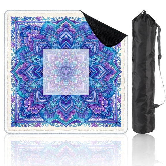 31.5" x 31.5" Mahjong Mat with Carrying Bag Blue Purple Mandala classic Non-Slip Noise Reduction Game Mat for American Mahjong Table Cover Game Night Decor Hostess Gift