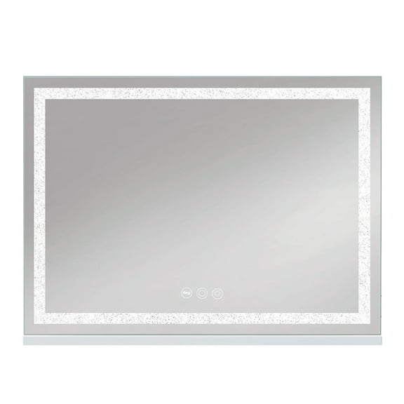31.5"x22.8" Crystal Lighted Vanity Mirror - 3 Color Modes, 10X Magnifier, USB Charging