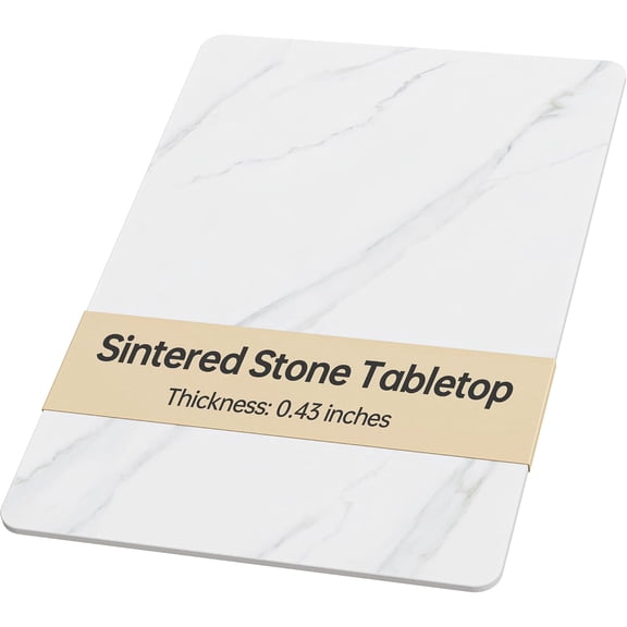 31.5"x23.6" White Rectangular Marble Texture Sintered Stone Table Top,DIY Replacement Cover for Kitchen Renovation, Heat and Scratch Resistant for Indoor or Outdoor Restaurant Tables and Desks