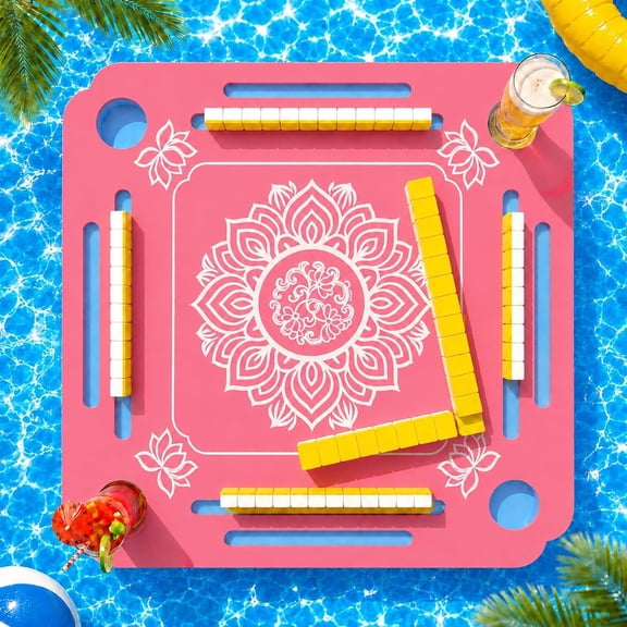 31.5"x31.5" Floating Mahjong Table for Pool, EVA Foam Waterproof Game Table for Swimming Pool, Hot Tub, Double-Sided Mahjong Domino & Card Games